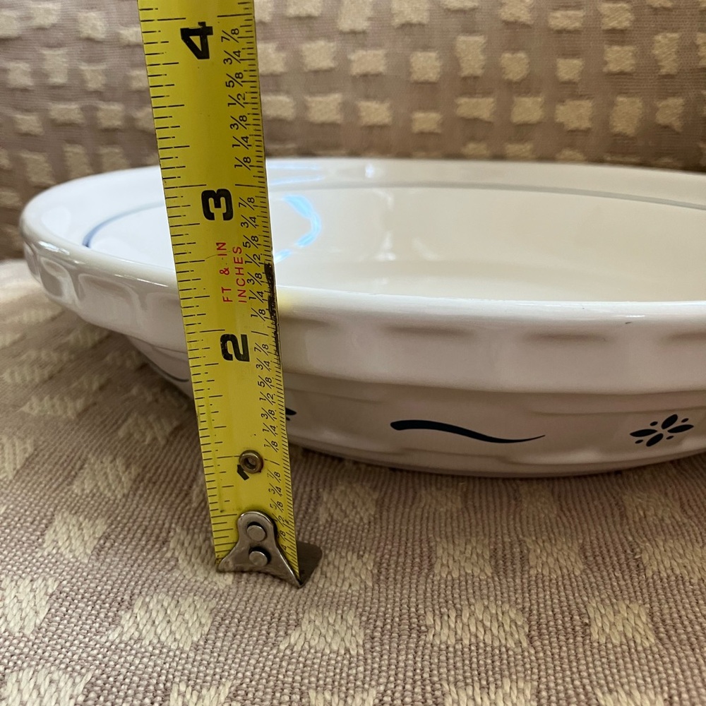 Vintage Longaberger Pottery Off-White Ceramic Pie Pan Plate 10 inches - Picture 4 of 16